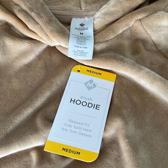 Tan Velour Plush Hooded Pullover Top Woman Size Medium NWT - Picture 5 of 10